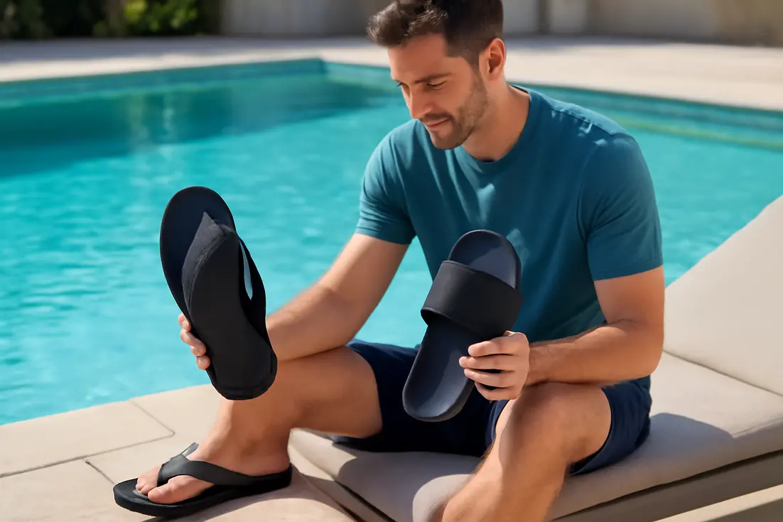 Heren badslippers met zachte voering en antislipzool