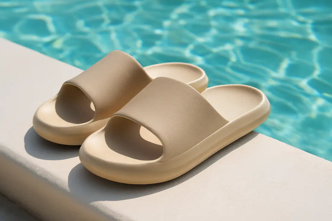 Zachte badslippers beige met pluche voering voor thuiscomfort